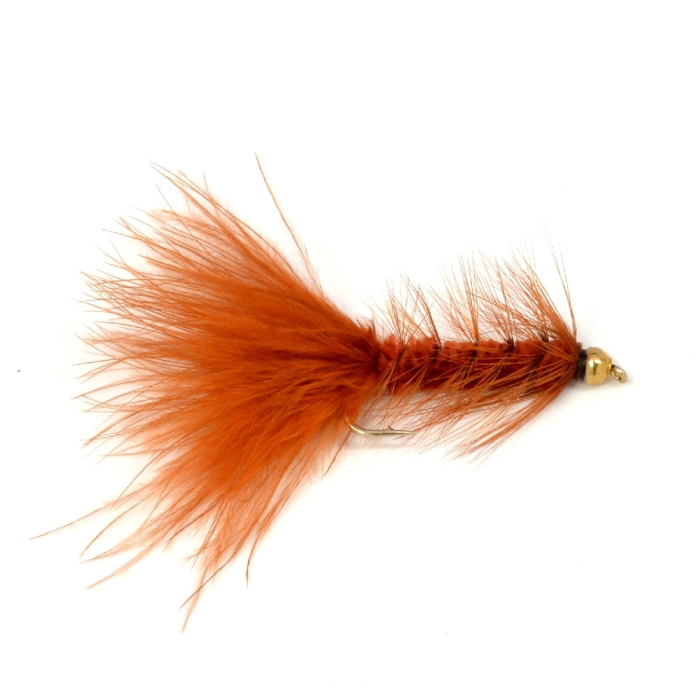Brown Bead Head Crystal Woolly Bugger Classic Streamer Fly - 6 Flies Size 8